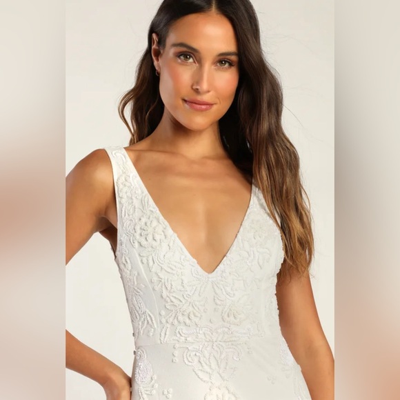 Passionate Romance white beaded sequin mermaid maxi gown - Picture 4 of 5